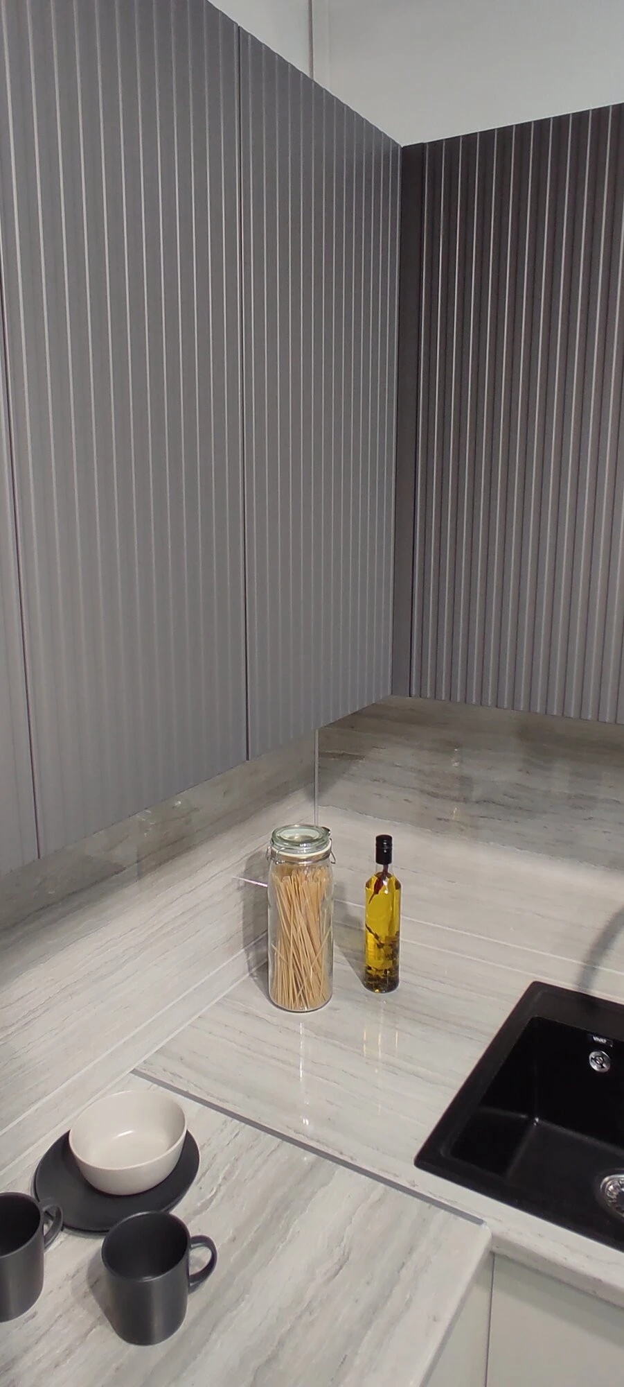Готовый кухонный гарнитур без столешницы кухня 2 метра Евро Лайн-02 2140*2000*600 Белый, Агат